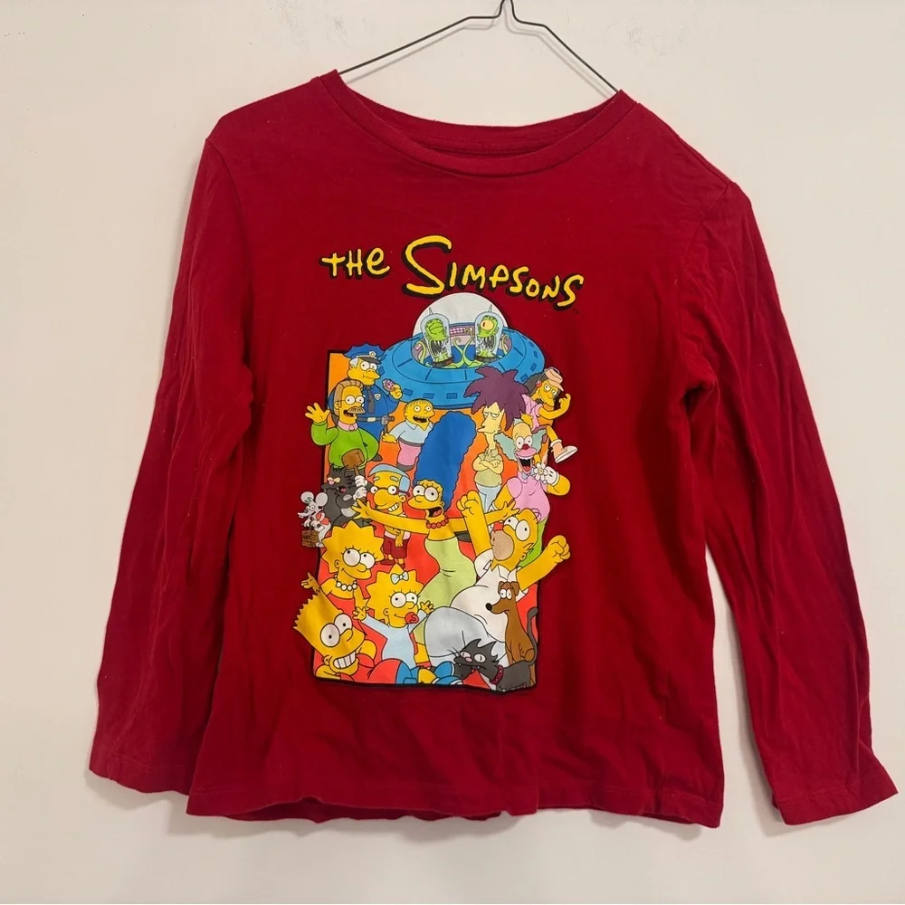 Old Navy Red Simpsons Long Sleeve Tee